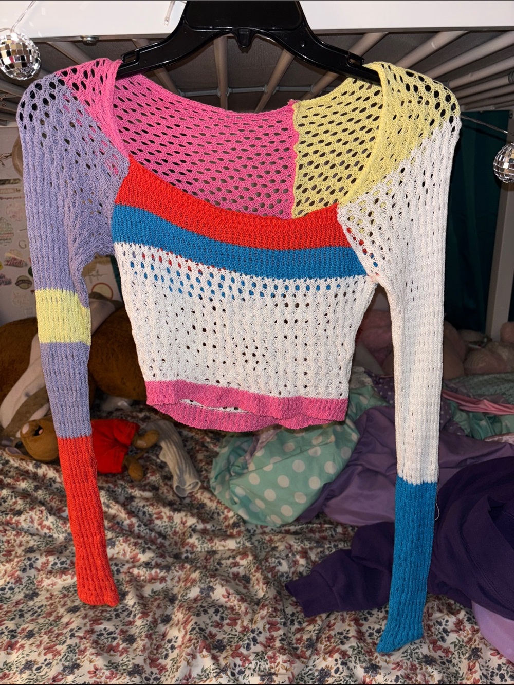 Multicolor Open-Knit Women’s Swim Coverup - White & Bright Accents